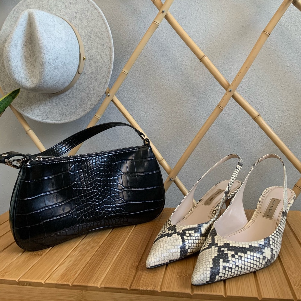 Zara Snakeskin Kitten Heels